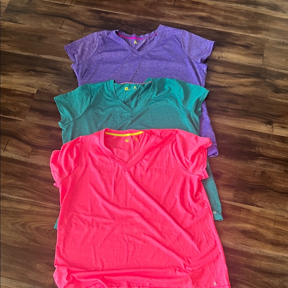 New Xersion V-Neck Athletic Tops- Pink, Green, Purple. Size 1x